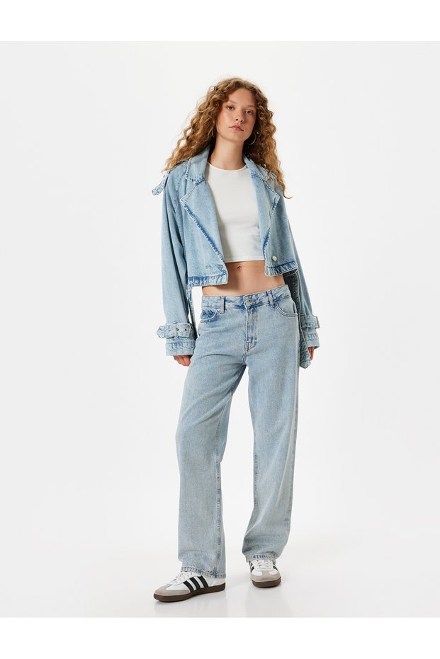 Rhinestone Straight Leg Regular Waist Jeans - Straight Fit Jeans