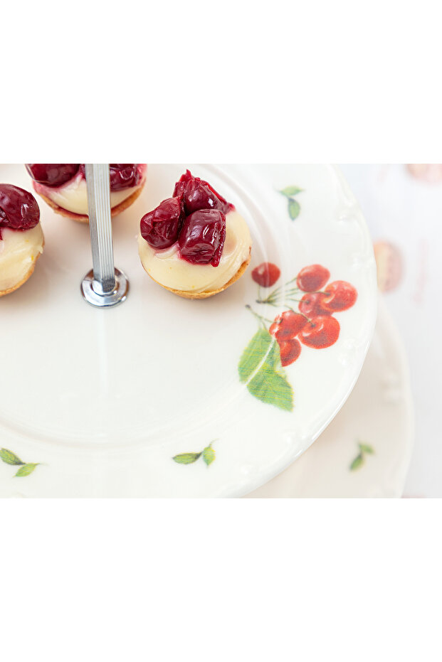 حامل كيك بطبقتين بنمط الكرز - 2