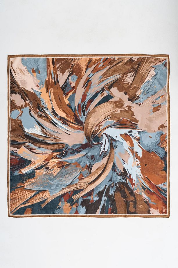 Kadın Digital Baskılı Fırça Desen Soft Eşarp 90x90 Cm - 2