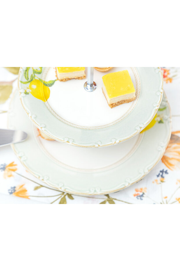 Lemon Patterned 2 Tier Cake Stand - 3