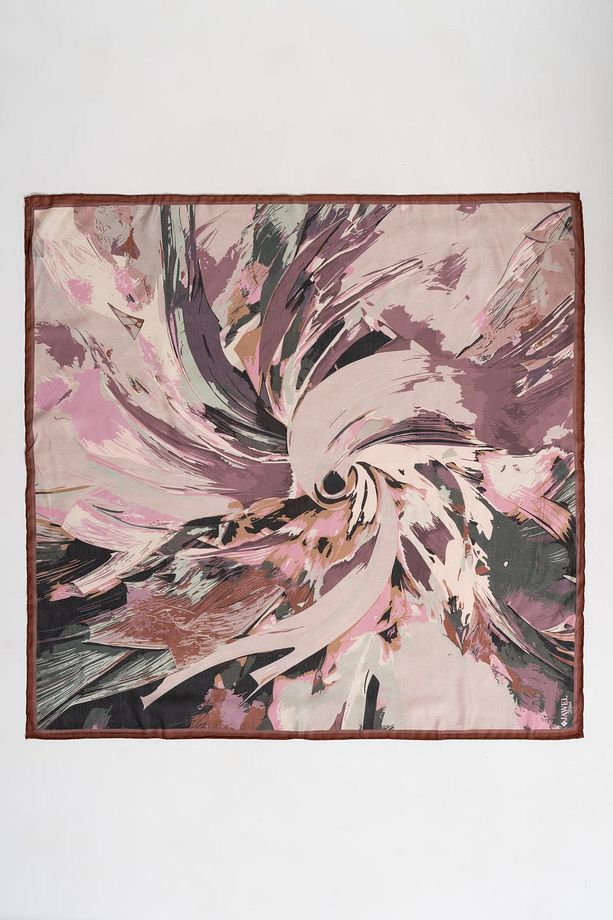Kadın Digital Baskılı Fırça Desen Soft Eşarp 90x90 Cm - 2