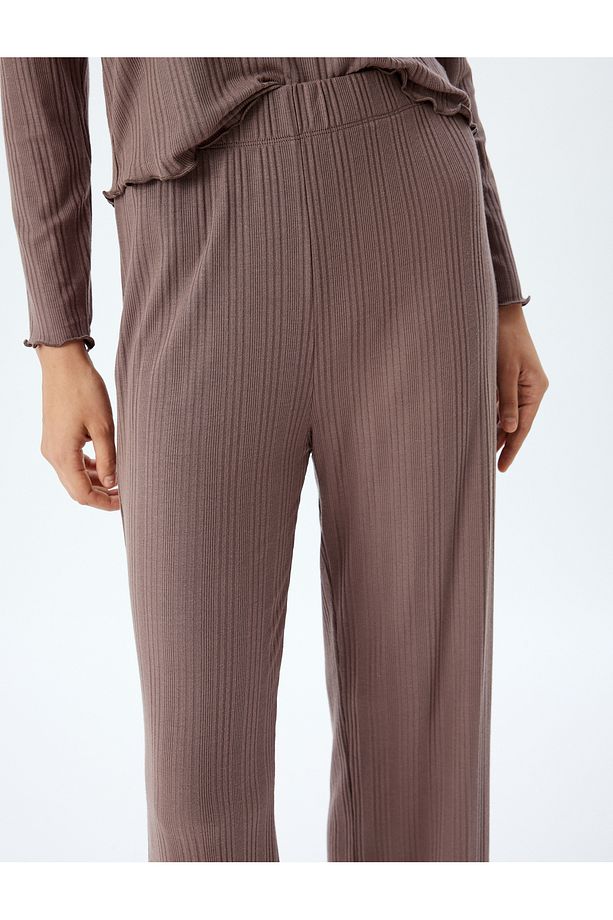Örme Pijama Altı Bol Paça Dokulu Modal Kumaş - 5