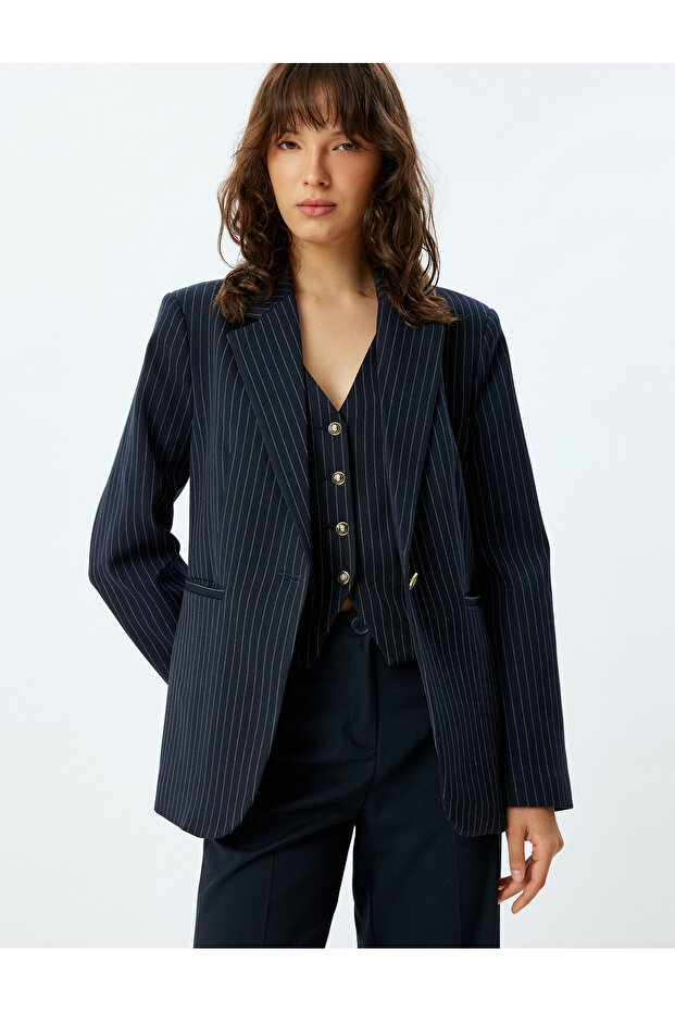 Long Blazer Jacket Double Breasted Regular Fit