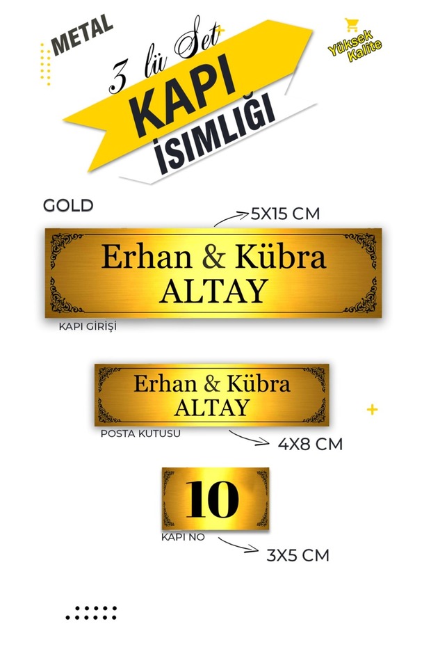 3'lü Set Kapı Isimliği, Kapı Numarası, Posta Kutusu Isimliği - 2