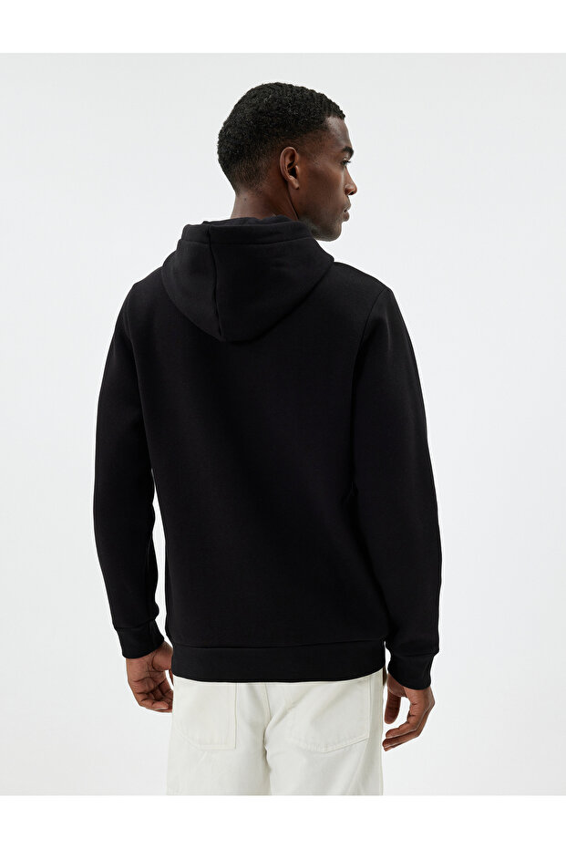 Şardonlu Pamuklu Basic Kapşonlu Sweatshirt - 4