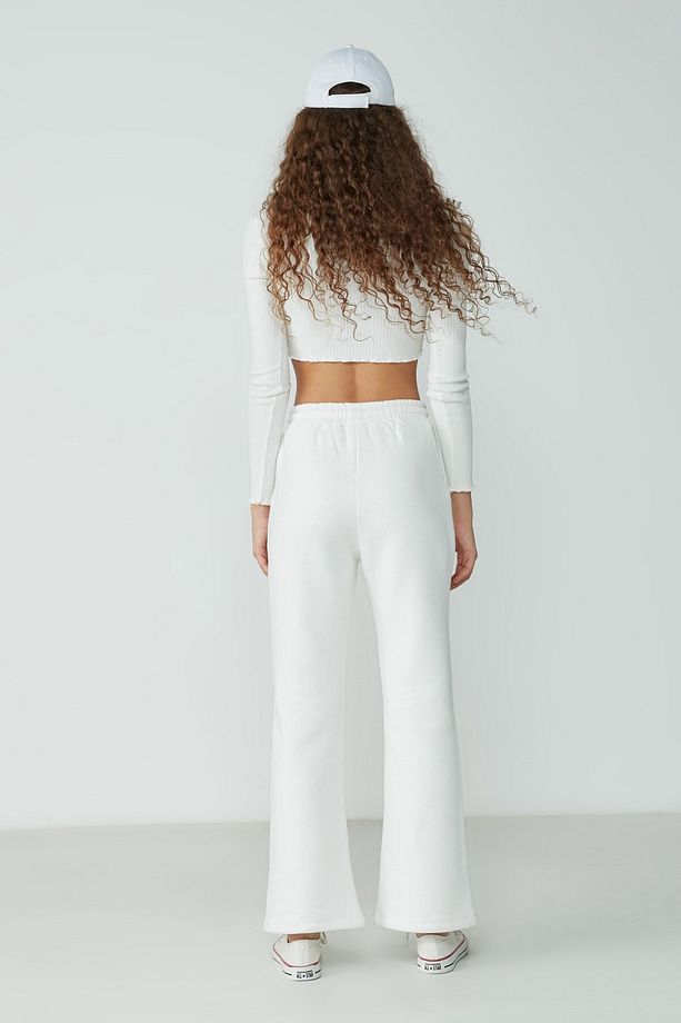 Wide Leg Ispanyol Paça Eşofman Altı 904 Ekru - 4