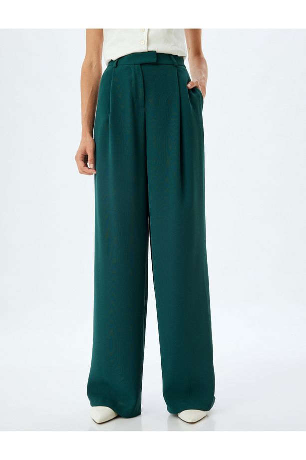 Geniş Paça Baggy Pantolon Krep Kumaş Cep Detaylı - 3