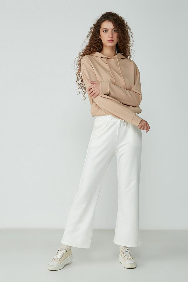 Wide Leg Ispanyol Paça Eşofman Altı 736 Ekru - 3