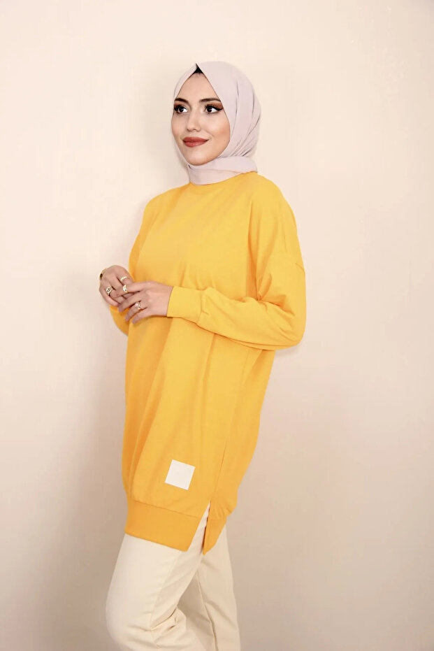 Two Thread Solid Color Ribbed Sweatshirt 30644 - 2