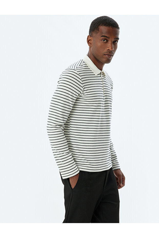 Zippered Collar Sweater Cotton Blend