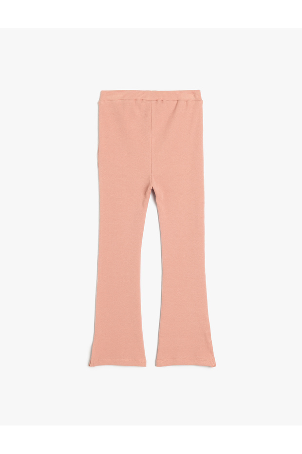 Flare Leg Leggings Ribbed Slit Detailed