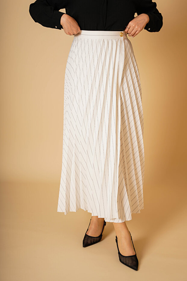 PLİSELİ DÜĞMELİ ETEK - 1