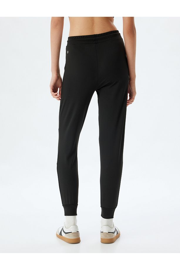 Jogger Eşofman Altı Beli Bağcıklı Ekstra Yüksek Bel Slim Fit Interlok - 4