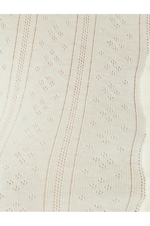 Örme Crop Pijama Üstü Düğmeli Yuvarlak Yaka Uzun Kollu - 6