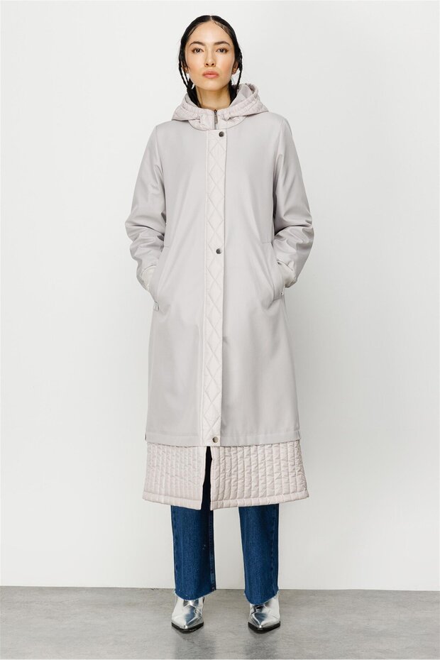 M/C Sportive Full Padded Garni Detailed Sports Coat - Silver