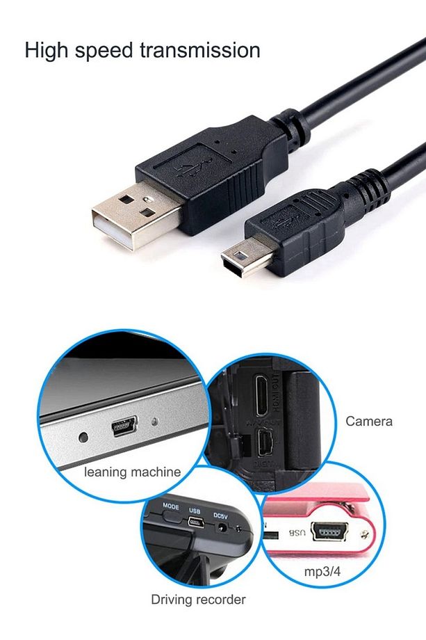 1.5 Metre Ps3 Kol Şarj Kablosu 5 Pin Mini Usb Usb5-pin 2.0 Erkek A Mini 5 Pin B 1.5mt Piramit Uç - 8