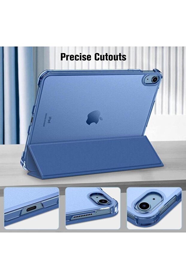 Apple iPad 11. NESİL A16 ve 10.NESİL 10.9 Uyumlu Flip Kılıf Gri + Bluetoothlu Klavye Mouse + Kalem - 6