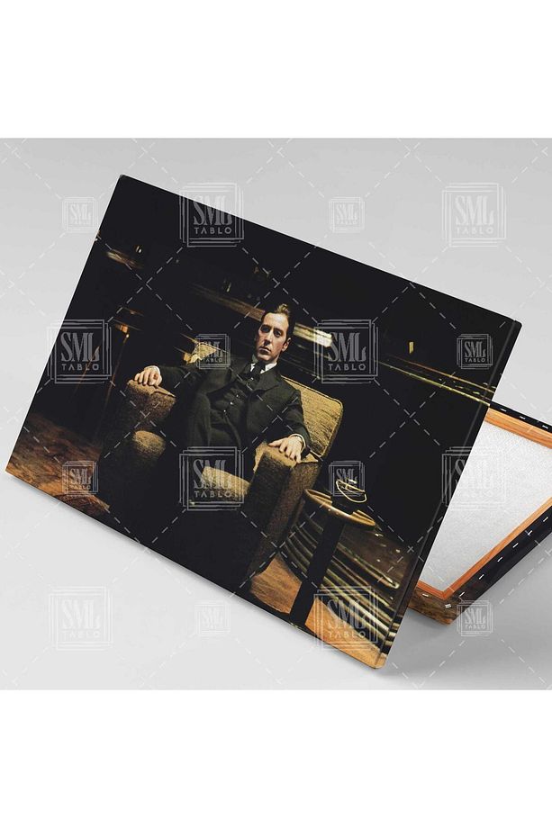 Bacak Bacak Üstüne Atmış Oturmuş Michael Corleone Al Pacino The Godfather Baba Yatay Kanvas Tablo - 2