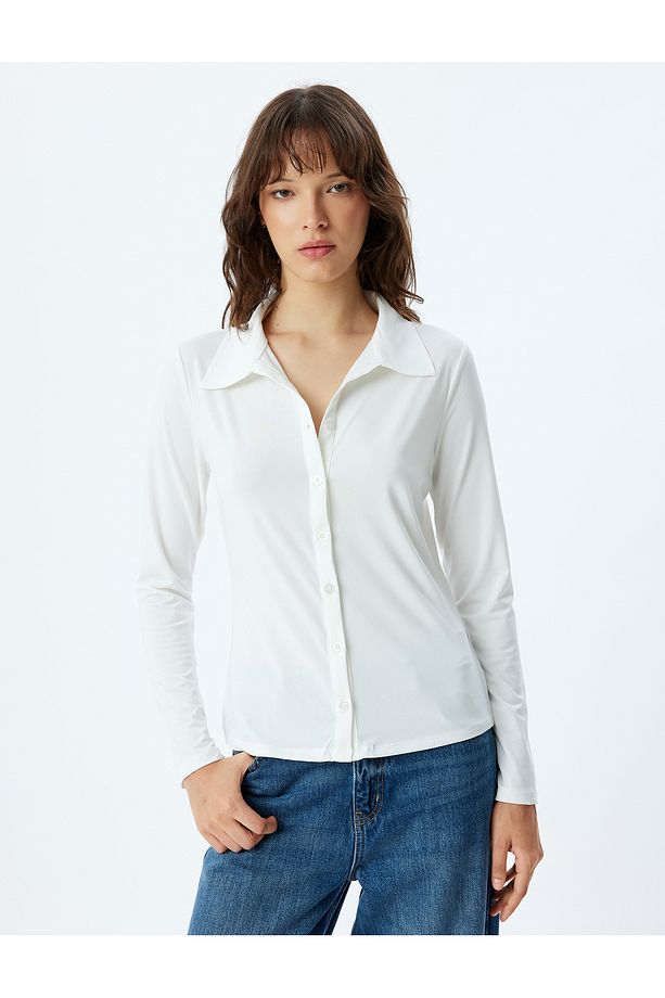 Slim Fit Basic Gömlek Uzun Kollu - 3