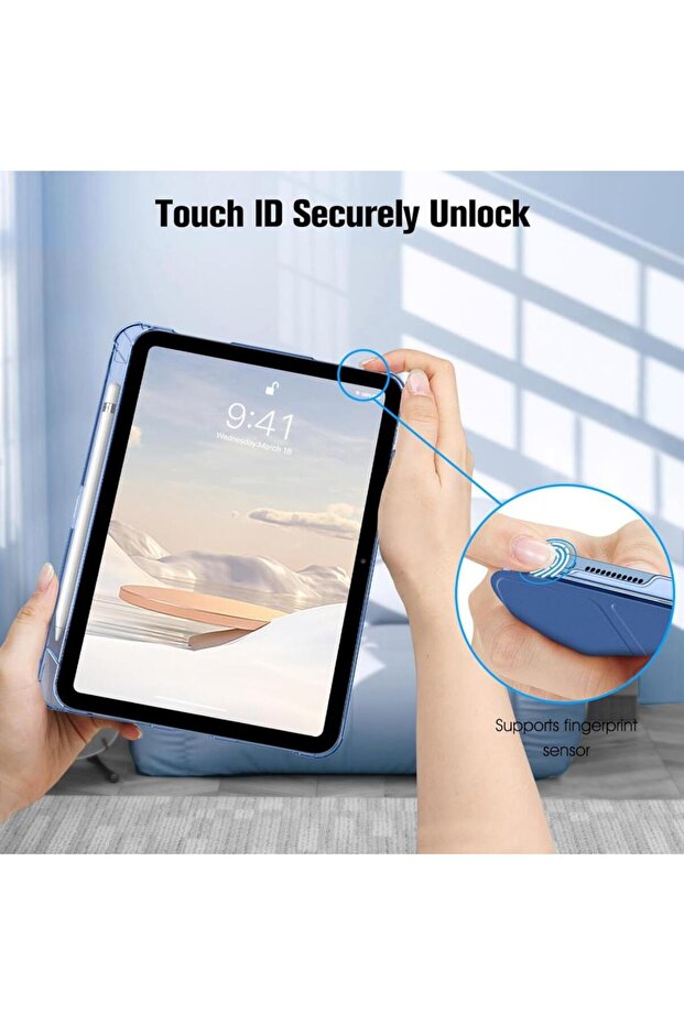 Apple iPad 11. NESİL A16 ve 10.NESİL 10.9 Uyumlu Flip Kılıf Gri + Bluetoothlu Klavye Mouse + Kalem - 7