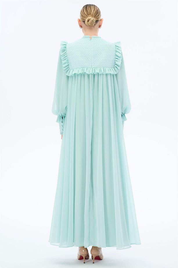 ÖRME DANTELLİ ELBİSE Mint - 4