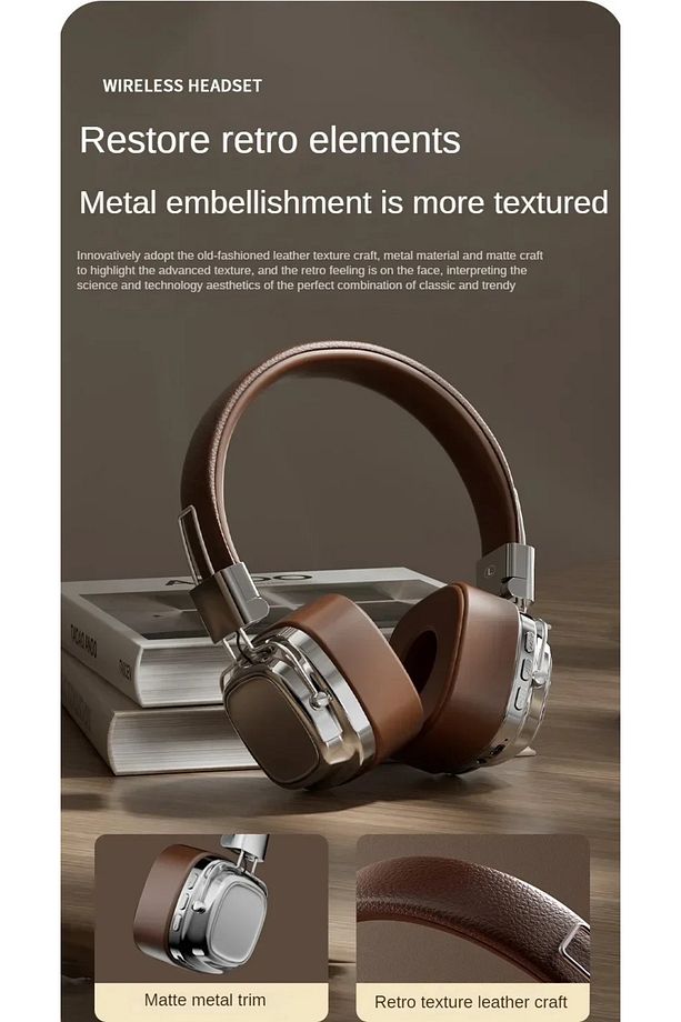 Katlanabilir Kafa Üstü Deri Kemerli Mikrofonlu Bluetooth 5.3 Kulaklık Uzun Süre Kullanım SMY-63 - 3