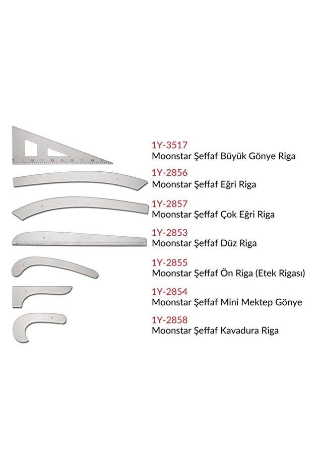 Set rigle din plastic transparente, 7 piese