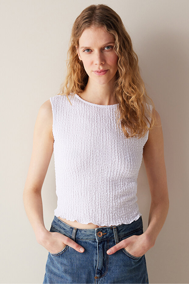 Textured Beyaz Üst - 1