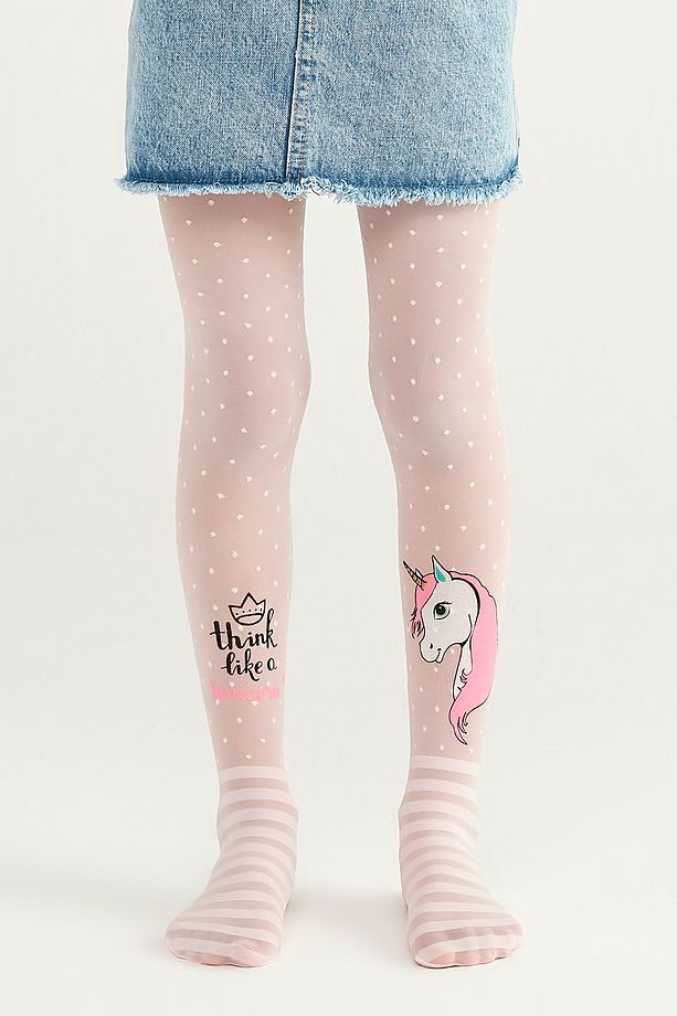 Pembe Pretty Unicorn Külotlu Çorap - 1