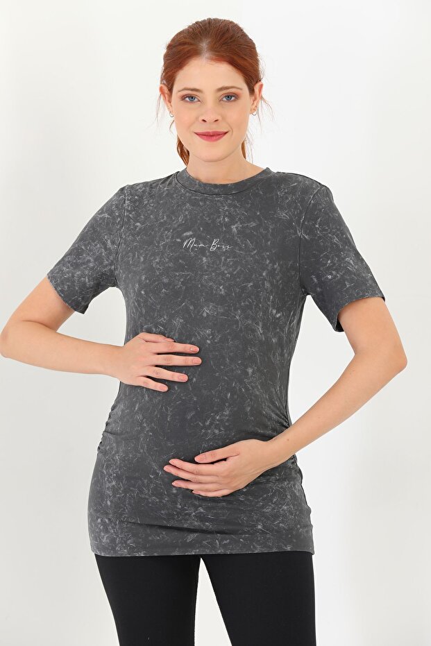 Antracitová těhotenská halenka z měkké bavlny - 1