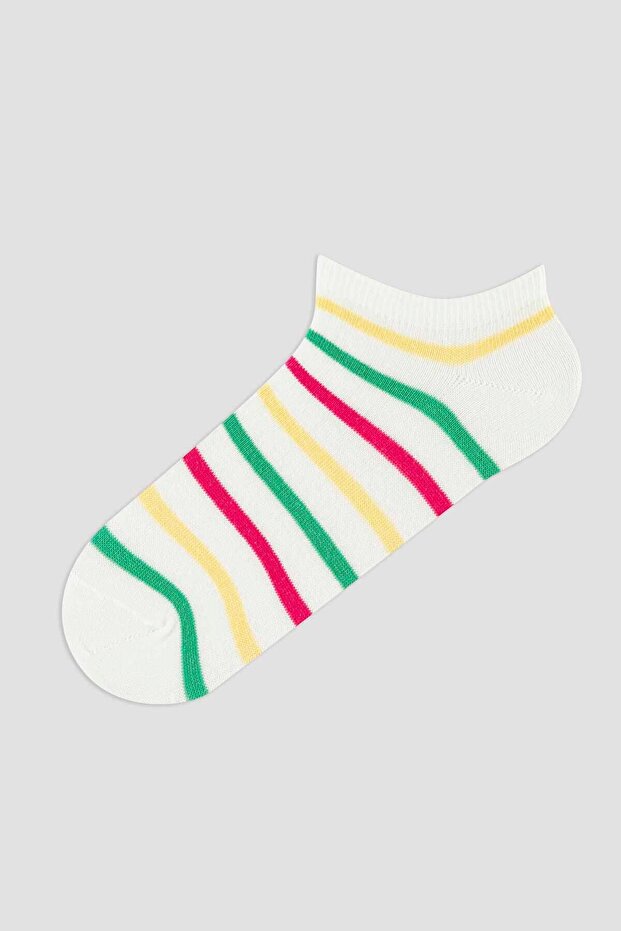 Floral Patterned Striped 3-Piece Booties Socks - 4