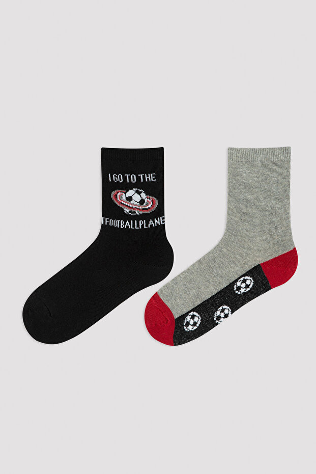 Multicolored Boys Football 2-Piece Socks