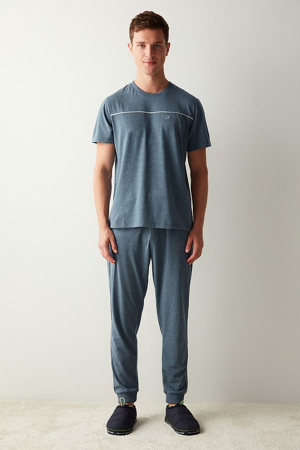 Basic Jogger İndigo Pijama Takımı - 2