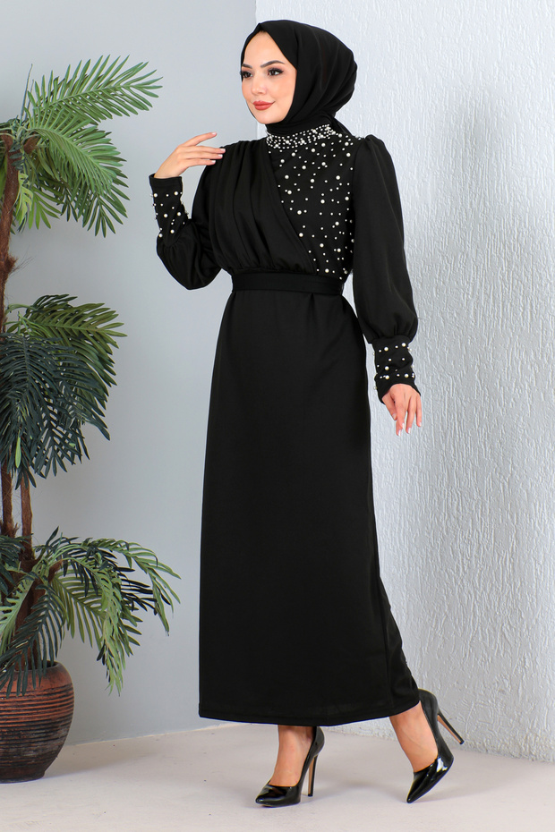 Rochie neagră cu perle - 1