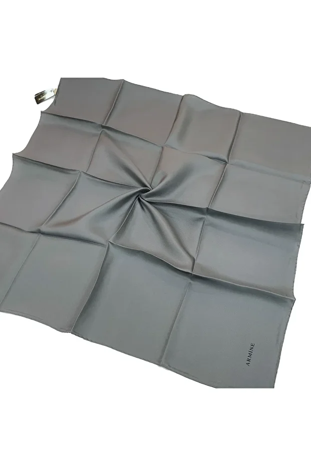 Düz İpek Eşarp - 1182 Koyu Gri Twill - 1