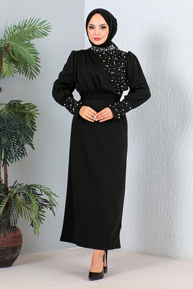 Rochie neagră cu perle - 2