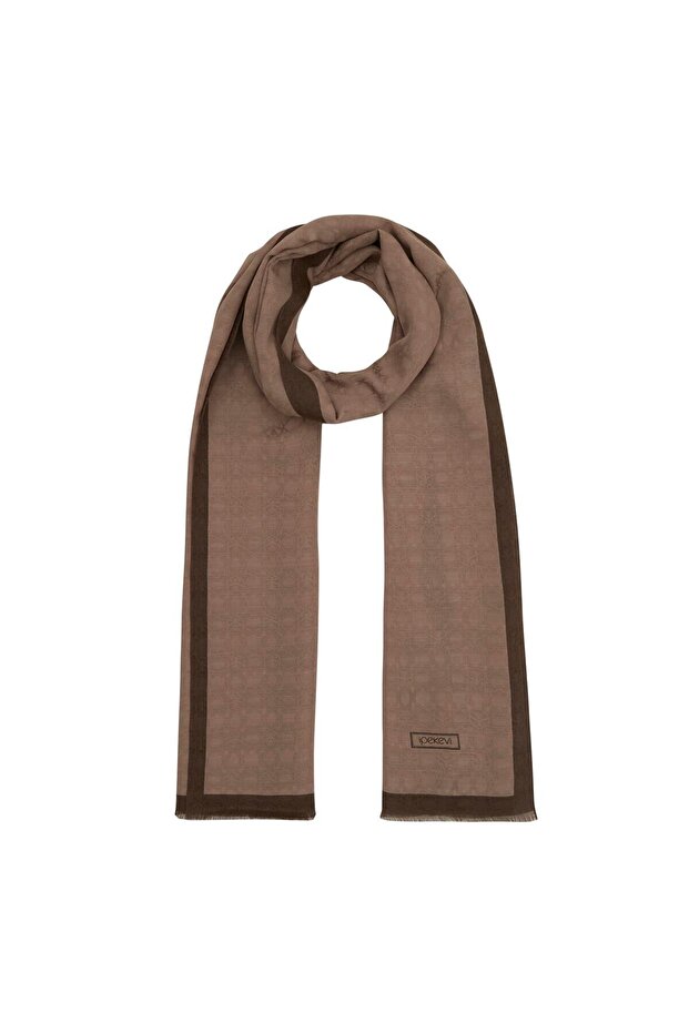 Monogram Şal - Puslu Leylak - 1