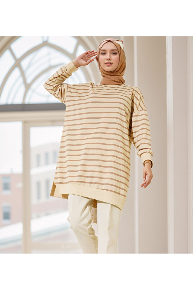 Comfy Fit Tearing Two String Seasonal Striped Clothing/Out Tunic