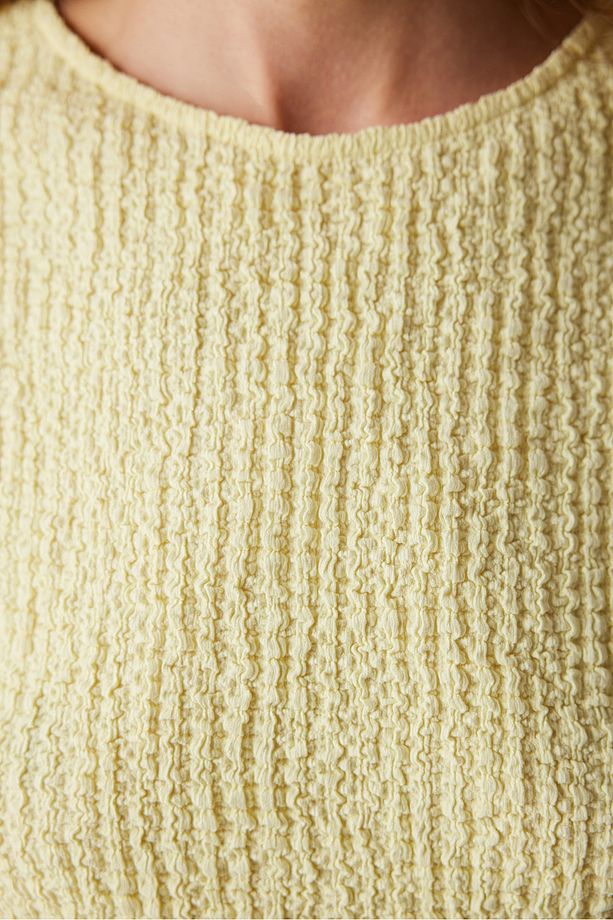 Textured Sarı Sarı üst - 5