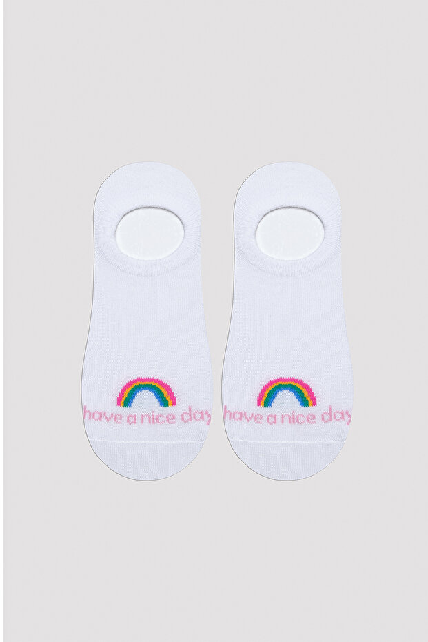 Rainbow Beyaz 3lü Sneaker Çorap - 4