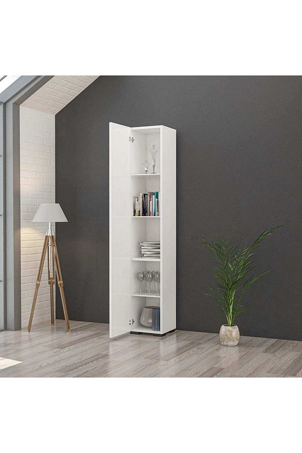 Çilek Tek Kapaklı 5 Raflı Çok Amaçlı Dolap, Banyo Dolabı, Mutfak Dolabı - 2