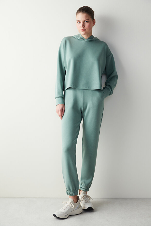 Mint Kapüşonlu Silky Feel Sweatshirt - 3