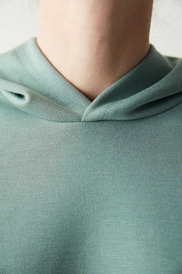 Mint Kapüşonlu Silky Feel Sweatshirt - 6