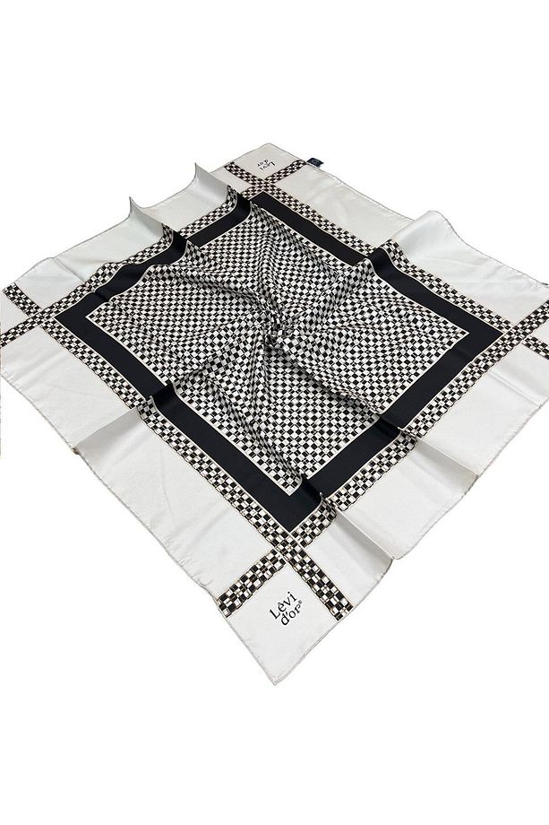 Twill Ipek Eşarp - 2025-02 Bej Siyah - 1
