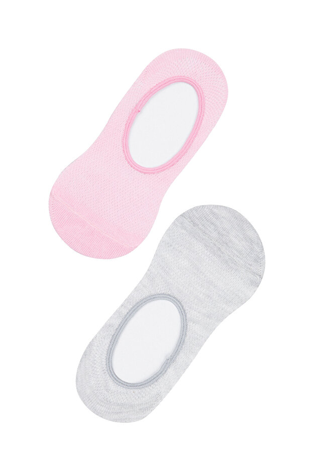 Pink Gray Girl's 2-Piece Ballerina Socks
