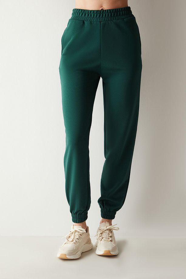 Yeşil Yüksek Bel Basic Jogger - 1