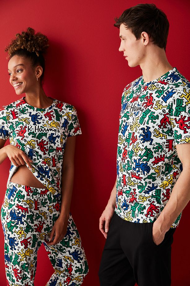 Pembe Pijama Takımı Keith Haring Koleksiyonu - 1