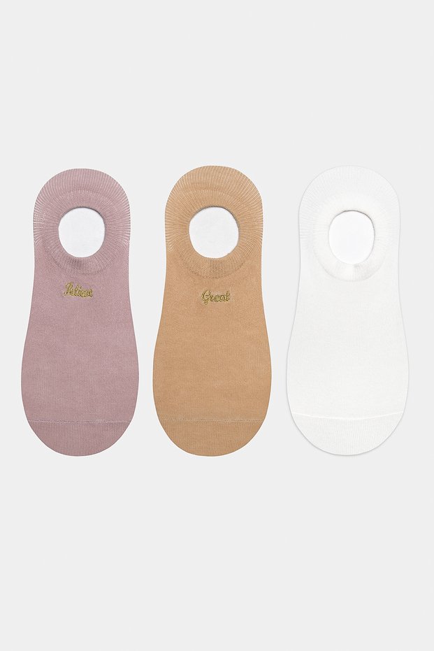 Believe 3-Piece Pink Multicolored Sneaker Socks