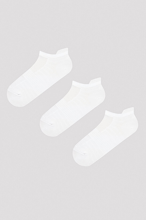 Back Tab Microfiber Beyaz 3lü Patik Çorap - 1