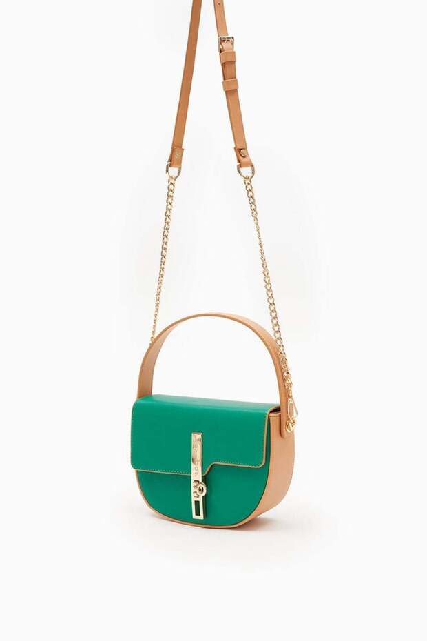 Grass Green - Camel Lock Closure Handbag